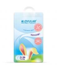 Подгузники LOVULAR Солнечная серия S 3-8кг, 56 шт/уп